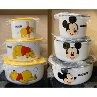 【現貨】 迪士尼造型碗3入組 迪士尼 小熊維尼 米奇陶瓷系列保鮮碗三件組 米奇陶瓷碗 送禮 餐具 件手禮盒套裝