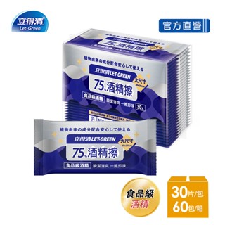 【立得清】75%酒精擦濕紙巾 清潔抗菌 擦拭無水痕-單片裝(30片x60包)-箱購