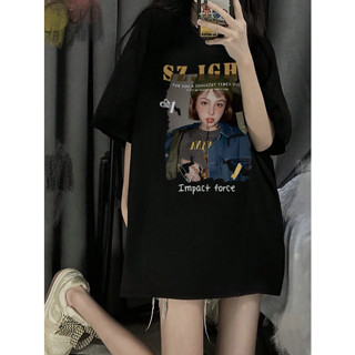 【Move】100%純棉 美式復古寬鬆上衣 寬鬆大學t 休閒百搭 韓版女生衣服 寬鬆短袖 精梳棉上衣 設計感t恤 個性t