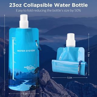M. Solutions 25 盎司 可折疊 水瓶 水袋 適用於濾水吸管 擠水袋 健行 露營 旅行 緊急情況Sawyer