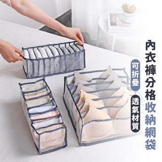 嘉義出貨 {臺灣收納王} 分格收納盒 收納袋 整理盒 分隔收納袋 內衣褲收納盒 可水洗 可折疊 立體分格收納網袋