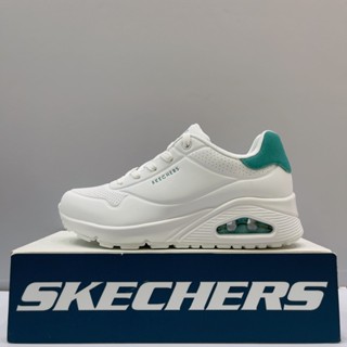 SKECHERS Uno Pop Back 女休閒鞋 皮質 氣墊 記憶鞋墊 白 綠松石 177092WMNT