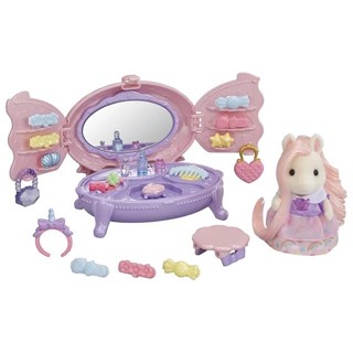 Sylvanian Families<日本森林家族>小馬姐姐時尚美髮梳妝臺組(人物 梳妝臺 化妝品)家家酒玩具