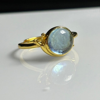 (玉見玉品) 天然水晶 海藍寶 透體 蝸牛 S925度K金 戒指 指環 活戒
