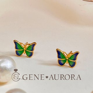 【GENE AURORA】 Y2K復古滴油工藝蝴蝶耳釘耳環