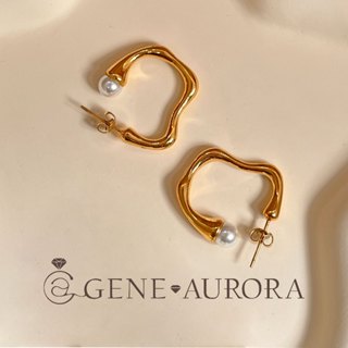 【GENE AURORA】316L醫療鋼 幾何仿珍珠耳環