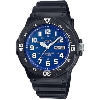 CASIO 卡西歐 DIVER LOOK 潛水運動風手錶-黑x亮藍 MRW-200H-2B2V 開學季禮物