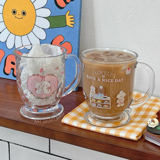 𝐍𝐇【現貨】小熊甜品玻璃杯 牛奶杯 咖啡杯 玻璃杯 吸管杯 水杯 隨行杯 環保飲料杯 外帶飲料杯