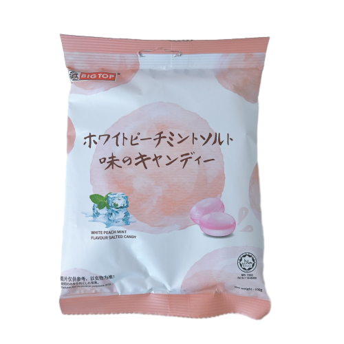 馬來西亞 BIG TOP 水蜜桃薄荷味鹽糖 100g 水蜜桃糖 水果糖 糖果