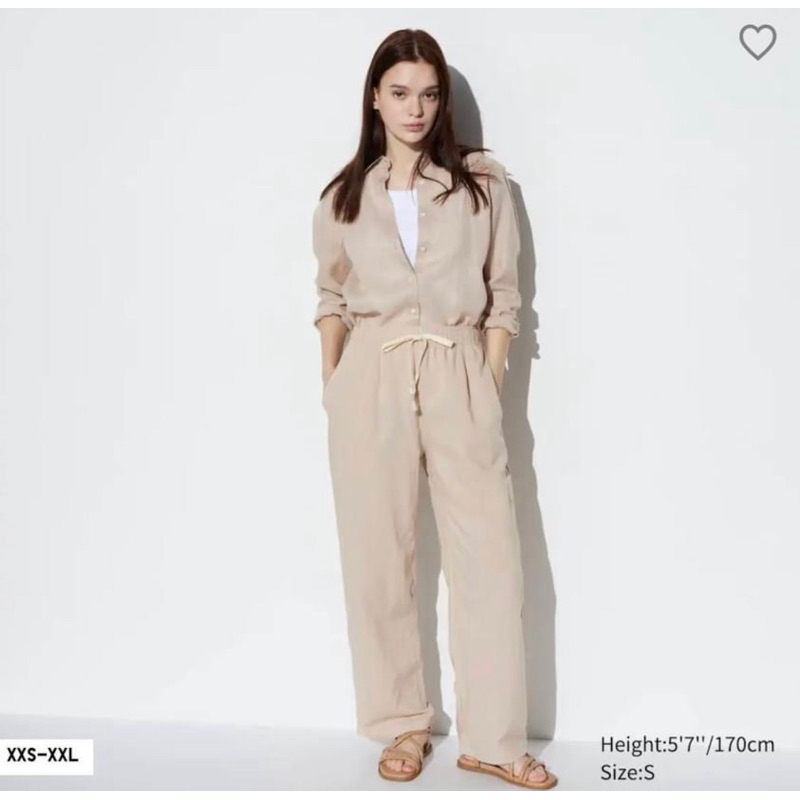 Uniqlo女裝 亞麻混紡輕便長褲