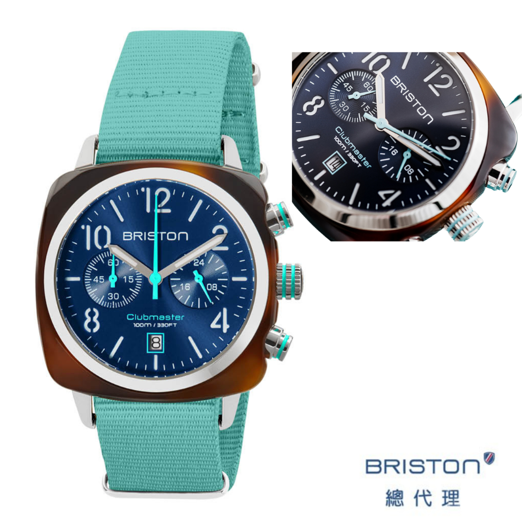BRISTON 馬卡龍 海軍藍 Tiffany色 雙眼手工方糖錶 玳瑁框 女錶 手錶 石英錶 禮物 40M
