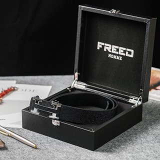 【FREED】時尚英文字母扣頭商務頭層牛皮耐磨自動皮帶 男友禮物 生日禮物