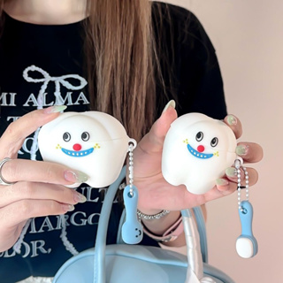 搞怪可愛表情牙齒適用於蘋果AirPods3保護套1/2代無線藍牙耳機軟殼AirPodsPro2卡通牙刷創意矽膠防摔情侶款