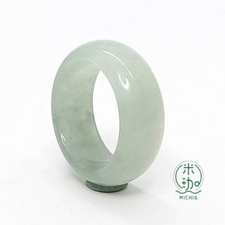 【米珈MICHIA】直徑16.7mm 天然翡翠 冰種 綠底 飄藍花 戒指 戒圈 玉戒 指環 緬甸玉（E247)
