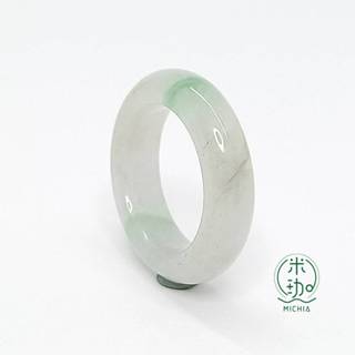 【米珈MICHIA】直徑17.5mm 天然翡翠 冰糯種 白底青 戒指 戒圈 玉戒 指環 緬甸玉（E248)