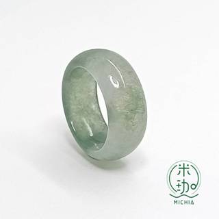 【米珈MICHIA】直徑16.6mm 天然翡翠 冰種 白底 飄藍水 山水感 戒指 戒圈 玉戒 指環 緬甸玉（E262)