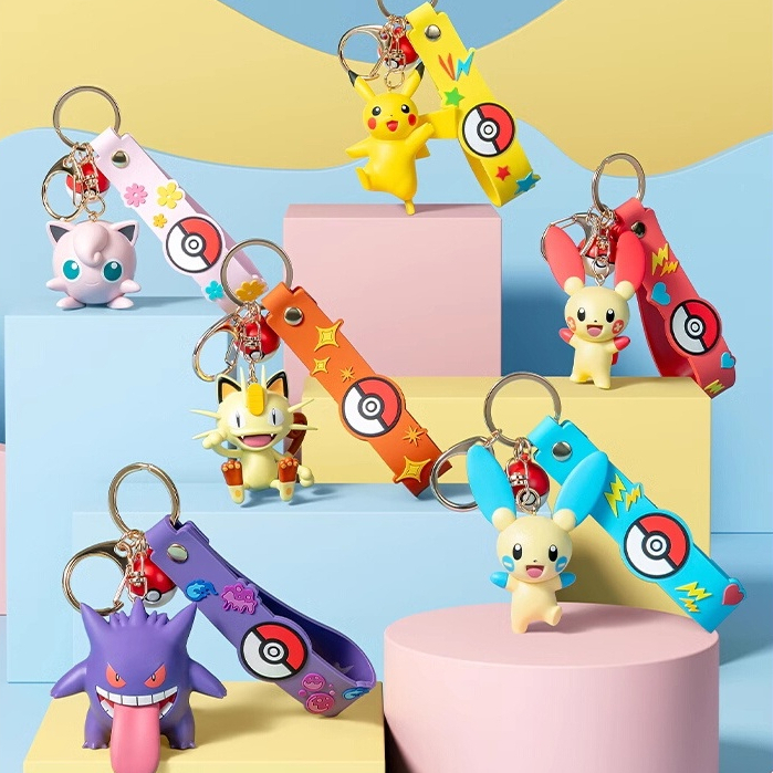 24H出貨）正版 寶可夢 寶貝球版 公仔 鑰匙圈 皮卡丘 喵喵 耿鬼 胖丁 正電拍拍 負電拍拍 掛飾 鑰匙扣 蛋糕 盲盒