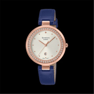 CASIO SHEEN 卡西歐 低調 奢華 日期 皮革 腕錶 - 午夜藍 (SHE-4556PGL-7A)[秀時堂]