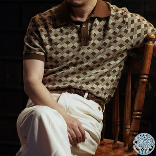 Folklore Classic 60s美式復古菱格紋純棉針織羅紋POLO衫 Knit Polo Shirt