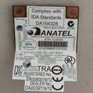 WIFI 筆電無線網絡卡+藍芽 DA104328 WLAN