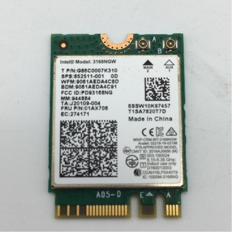 Intel	Wireless-AC 3168 3168NGW 二手筆電網卡-23