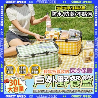 🌸32升大容量可折疊 戶外野餐籃🌸露營保溫袋 加大加厚 野餐籃 摺疊收納籃 手提野餐籃 野餐包 購物籃 防水防潮 保冷袋