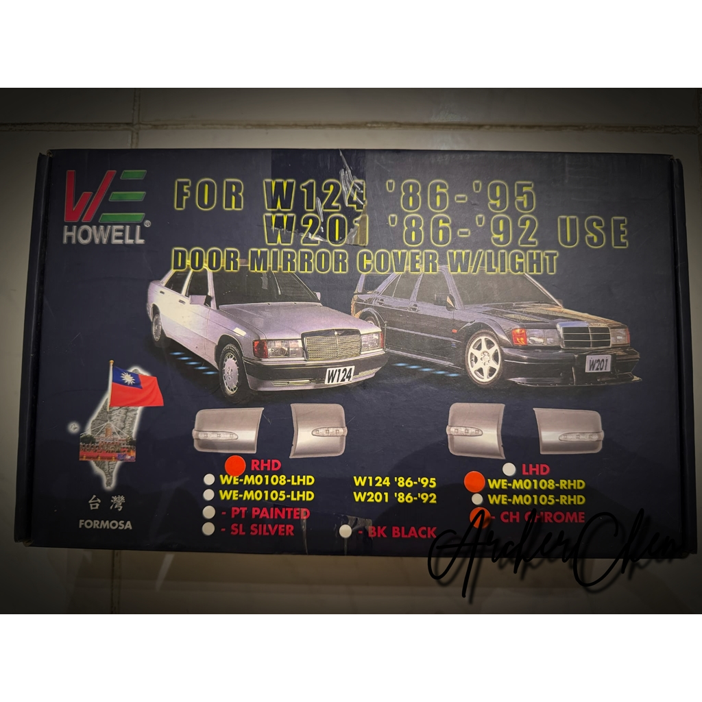 BENZ W201 W124 帶燈後視鏡殼