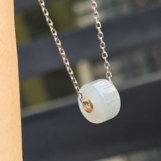 嗨，寶貝銀飾珠寶* 翡翠飾品☆18k黃金 天然緬甸玉A貨 細緻 優雅 鎖骨鍊 冰種 白翡翡翠墜子 吊墜 套鍊