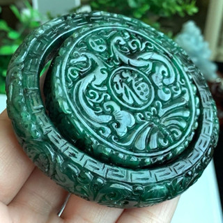 天然a貨緬甸玉翡翠花青滿綠飄烏雞手鐲套組