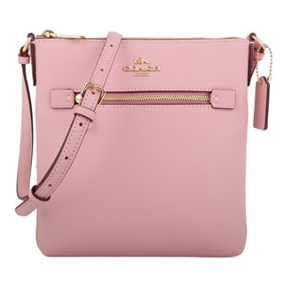 COACH-金馬車防刮PVC 前拉鍊斜背方包(嫩粉色)mini