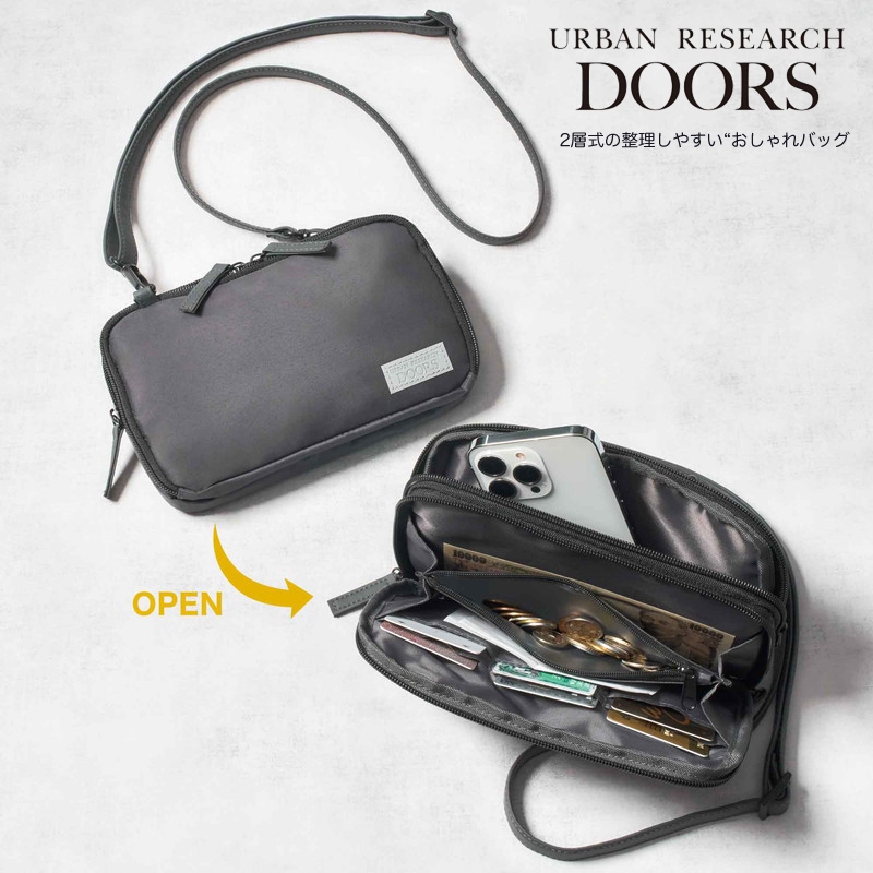 日本限定 URBAN RESEARCH DOORS 男女通用 兩層口袋 斜背包側背包 手機包小方包 錢包長夾 雜誌附錄