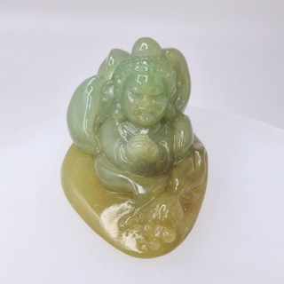 緬甸玉天然滿黃蓮花觀音牌件.掛件/鵝鵝天然翡翠/A2699009