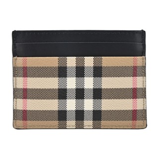 BURBERRY 經典復古格紋皮革卡片夾(卡其/黑)｜100%原廠真品｜JS Maxx官方旗艦館