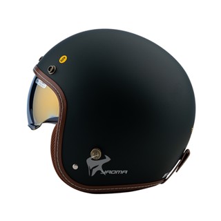 【ZEUS】安全帽 ZS-388AH 素色 消光石墨綠 電鍍金內鏡 內襯可拆 復古帽 388AH｜耀瑪騎士
