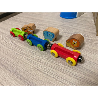 二手hape軌道叢林玩具火車動物系列