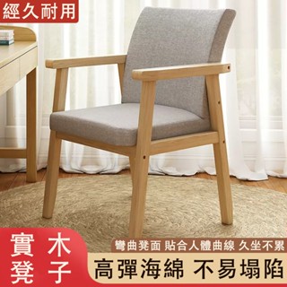 【臻品購】實木椅 全實木餐椅 書桌椅 靠背扶手餐桌椅 日式實木椅 結實耐用居家原木椅 休閑書桌椅 靠背椅 奶茶店休閒椅