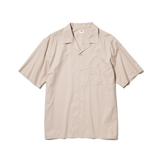 Uniqlo 木代爾棉質開領襯衫(短袖)卡其色L號