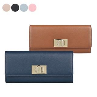 FURLA 1927金字LOGO防刮牛皮10卡旋扣式長夾(多色)