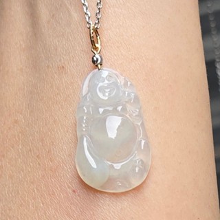嗨，寶貝銀飾珠寶* 緬甸玉A貨 翡翠飾品☆14k金 保證A貨 冰種 白翡 招財彌勒佛翡翠吊墜 墜子2