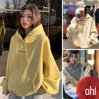 【ohi】帽T 大學T 慵懶風刷毛刷毛 oversize連帽上衣 刷毛款 印花衛衣 長袖 情侶大學T GHL3234