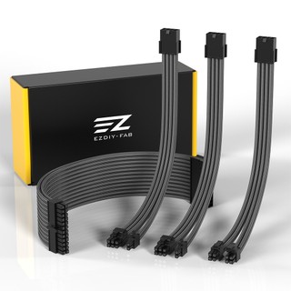 EZDIY-FAB 18AWG PSU軟尼龍電供延長編織線 30cm 4件套 power轉接延長編織線 -多種顏色