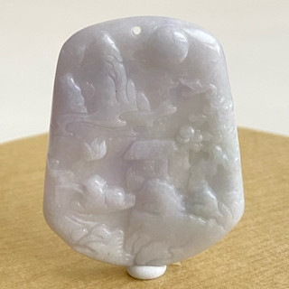 【採霏】天然緬甸玉A貨 翡翠 冰糯種紫色發財山水牌