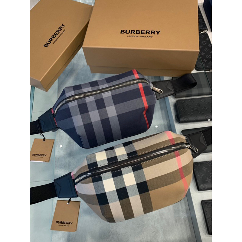 Limit精品✔️Burberry 經典滿版鉤吻設計 深藍 卡其 男款 男生 包包 胸包 腰包