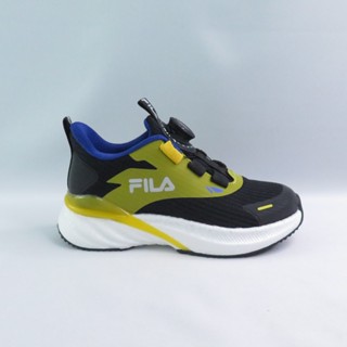 FILA 慢跑鞋 3J822Y091 中大童鞋 運動鞋 免綁鞋帶 旋鈕轉扣 足弓支撐 抗菌防臭 黑黃 iSport愛運動