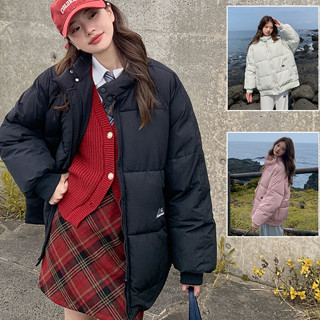 保暖外套 秋冬外套 羽絨棉服 加厚防風S-XL 新款冬季女棉衣今年流行黑白羽毛棉衣柏A125.286
