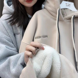 大學T 連帽衛衣 秋冬上衣 加絨加厚 保暖上衣M-2XL 刺繡字母連帽寬鬆衛衣加絨加厚寬鬆大碼上衣MC004.11600