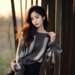 秋冬上衣 針織毛線衣 一字肩上衣針織上衣寬鬆日系慵懶復古顯瘦設計感洋氣減齡毛衣KBF07.7800