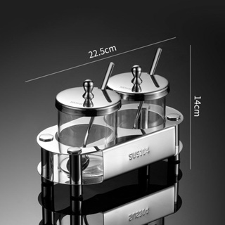 【昭泓小舖】304加厚不鏽鋼玻璃二味調味罐🔥台灣公司現貨🔥附發票🔥調味瓶 分裝瓶 調味罐 調味收納架 高檔餐具 精品