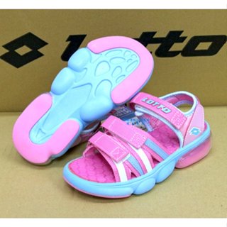 出清特賣~LOTTO 兒童款織帶氣墊運動休閒涼鞋 / 粉紅3203