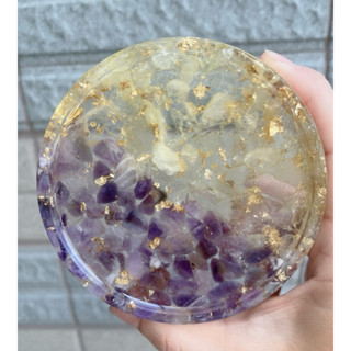💎可客製💎圓型水晶底盤擺飾 消磁底盤｜正能量天然水晶碎石｜水晶滴膠｜辦公室、居家、臥室、送禮